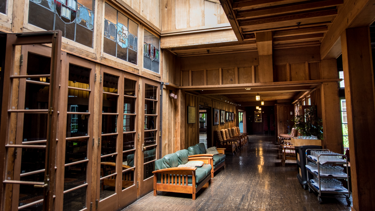 With its dark woods, carved beams, stained glass and Mission-style furniture, the Faculty Club oozes with arts and crafts style that makes it a lovely venue for weddings and special events.