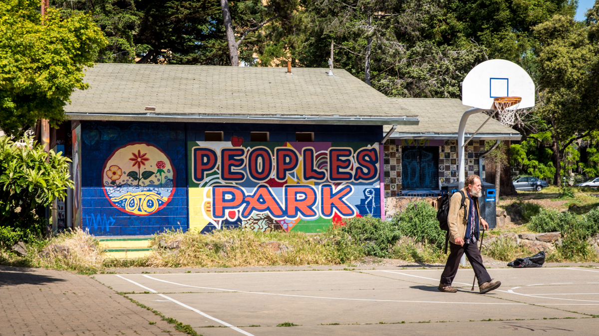 The People’s Park Mural on Haste Street, by local artists O'Brien Thiele and Osha Neumann, depicts scenes of the “Bloody Thursday” conflict and the Free Speech Movement.