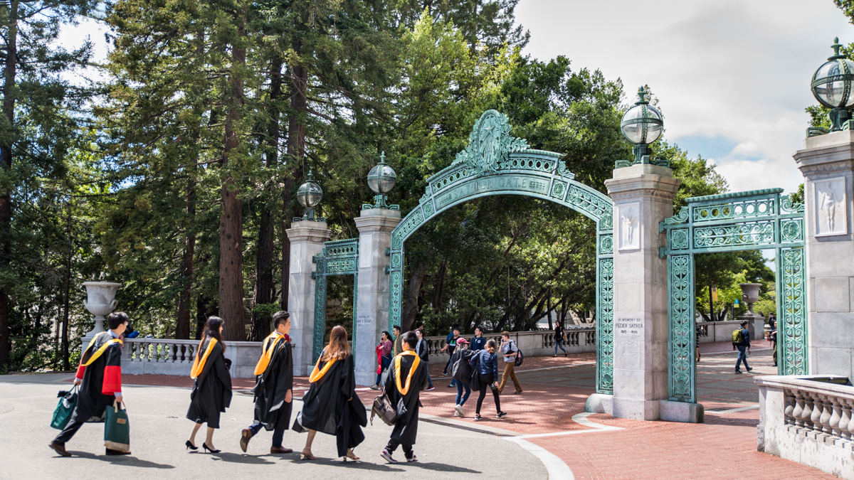 Sather Gate is in the photo sets of most campus visitors. One of its most famous shots is from the Free Speech Movement of students walking through it carrying their Free Speech banner.