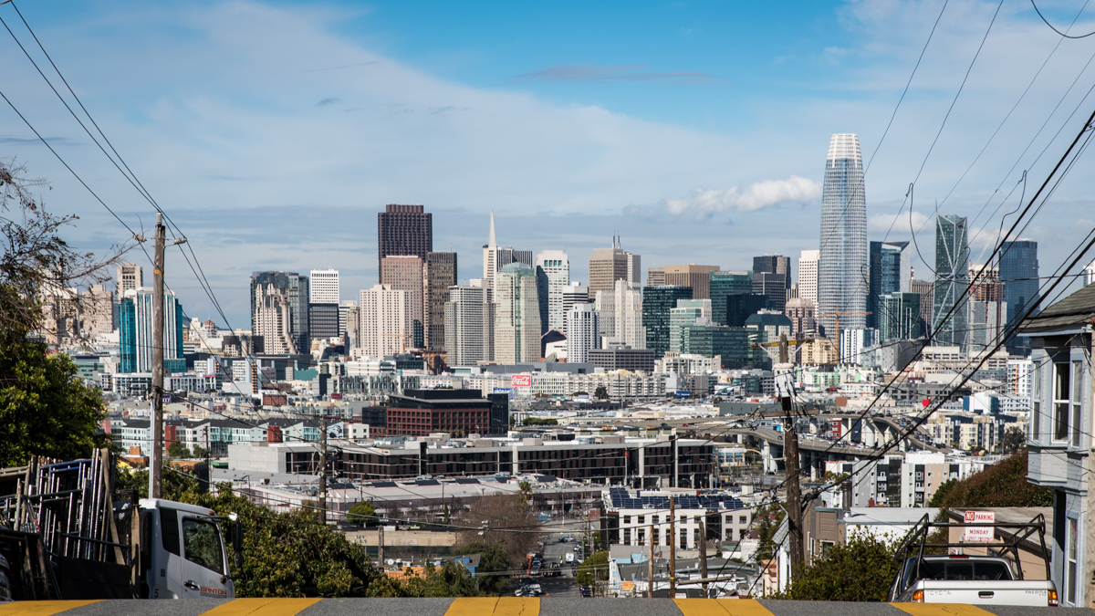 Your reward for hiking up Potrero Hill is “The Streets of San Francisco” views to the north all the way to downtown.