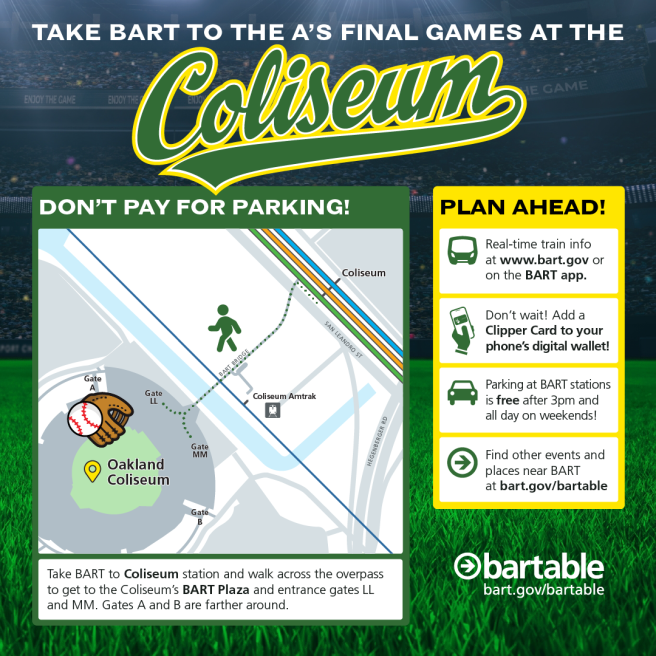 Take BART to the A's final homestand | BARTable
