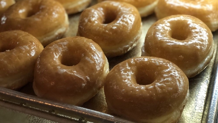 Glazed donuts at Happy Donuts