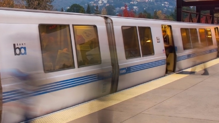 Closeup of BART train