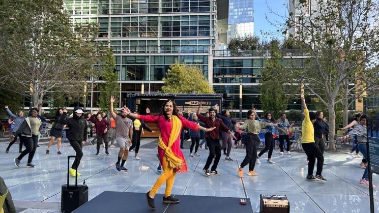 Bollywood dancing at Salesforce Park. Photo courtesy of Transbay Joint Powers Authority.