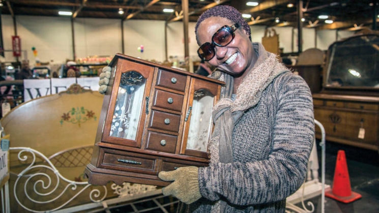 Shopper at the White Elephant Sale in Oakland