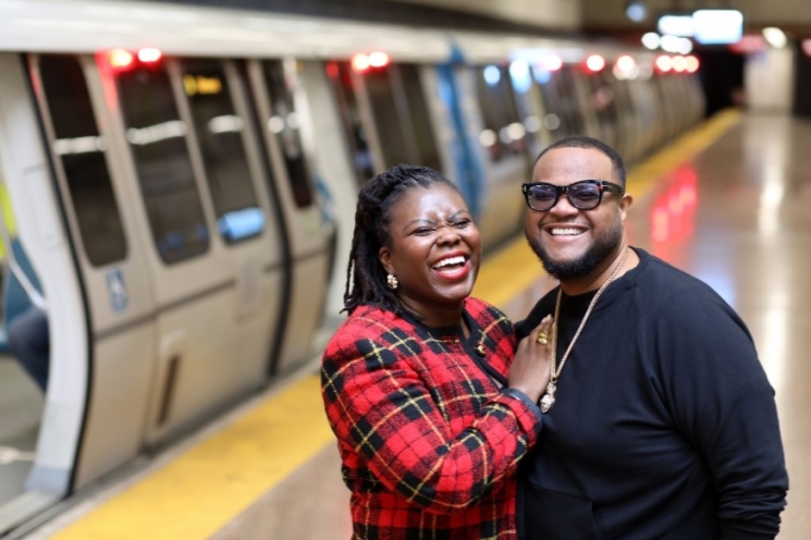 The Matson's embrace on BART platform