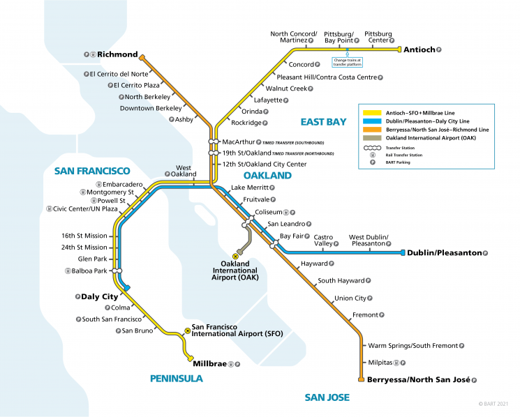 Visiting San Francisco Here S How To Get Around Without A Car BARTable System Map Sunday And Evenings