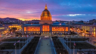 City Hall at sunset. Photo courtesy of San Francisco Travel. 