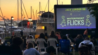 Check out "Space Jam" at Jack London Square's Waterfront Flicks. Photo courtesy Jack London Improvement District.