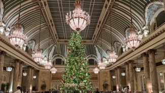 The holiday decor at the Palace Hotel is gorgeous. Photo courtesy of Yelp, Joanna T.