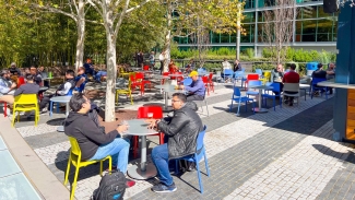 Share fall beers on your next date at the Barebottle Beer Garden at Salesforce Park. Photo courtesy of Barebottle.