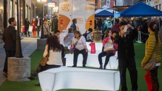 Union Square's Winter Walk is fun for all ages. Photo courtesy of SFMTA.