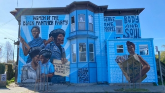 Check out the Black Panther Mini Museum and the West Oakland Mural Project's piece highlighting the Women of the Black Panther Party. Photo courtesy of West Oakland Mural Project. 