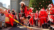 Santa lovers enjoying SantaCon in San Francisco