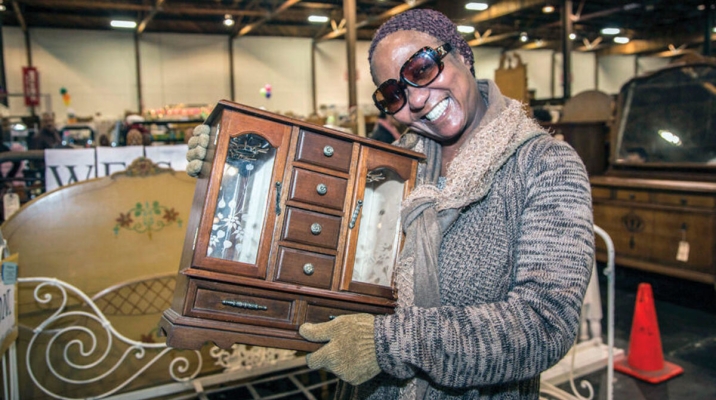 Shopper at the White Elephant Sale in Oakland